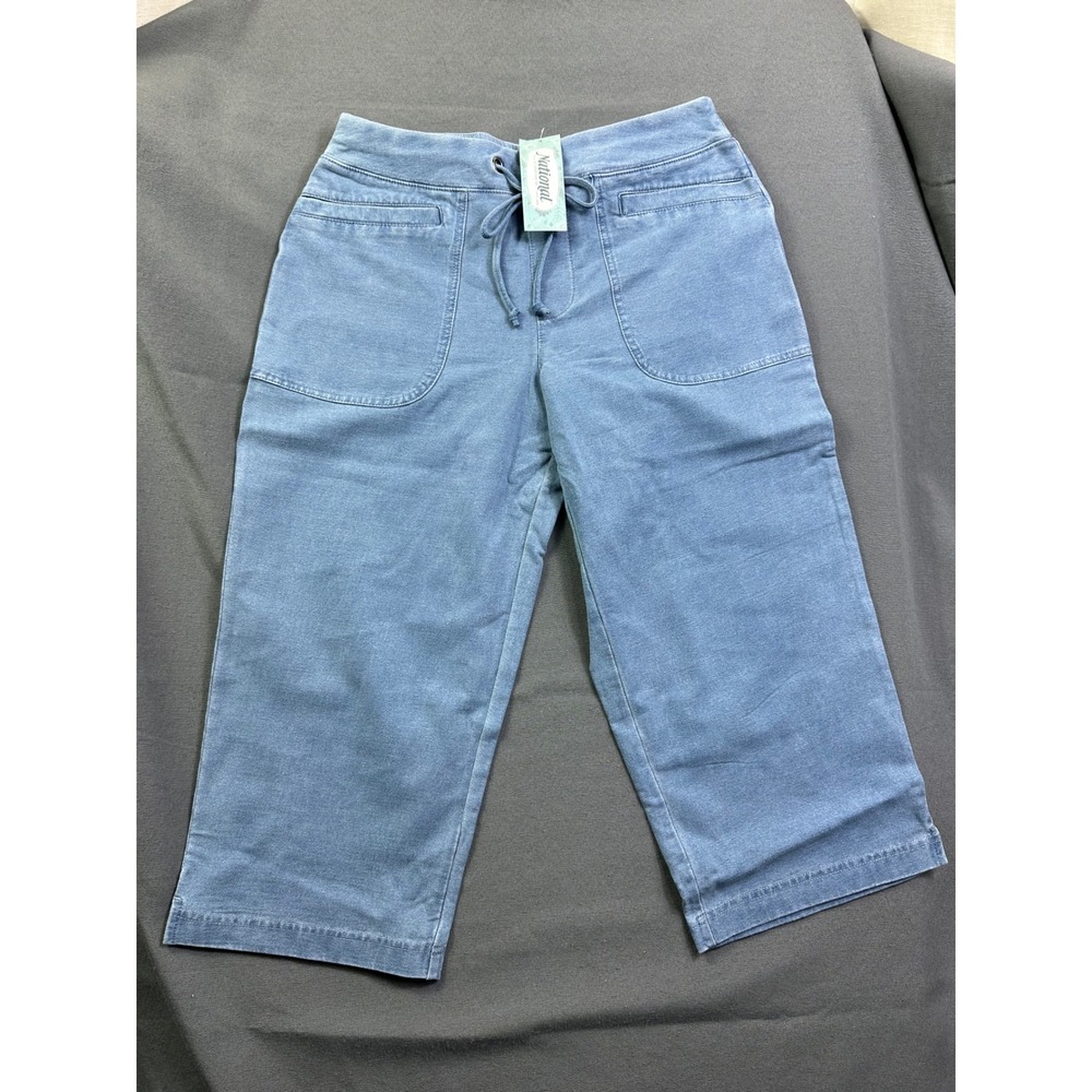 National Women's 10P Bleached Blue Cropped Drawstring Pants 23708 BLC Capris
